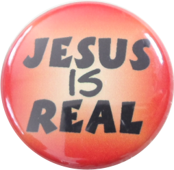 Jesus is real Button orange - zum Schließen ins Bild klicken